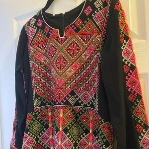 Pink, red, and black Palestinian Thobe
